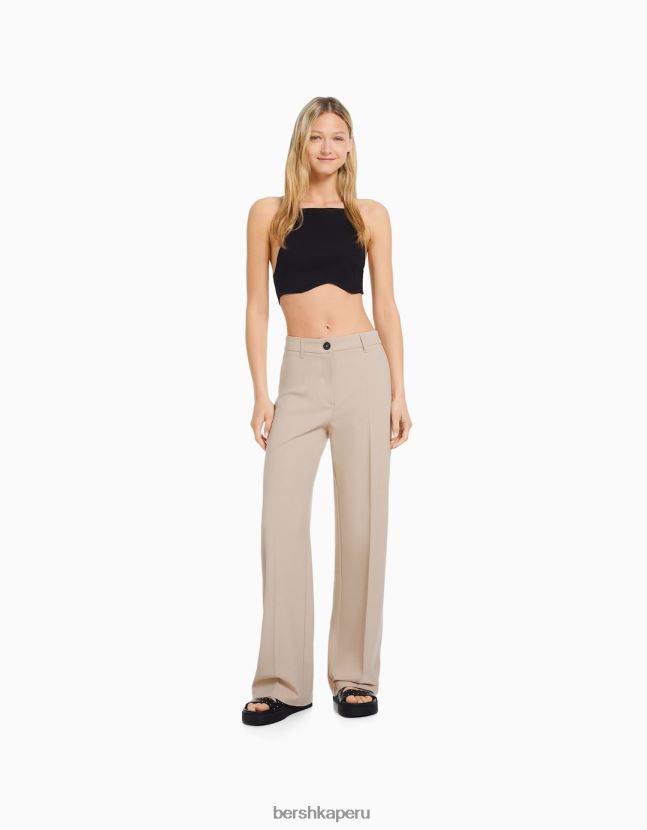 arena Bershka mujer pantalones anchos con trabillas 806J6B1410