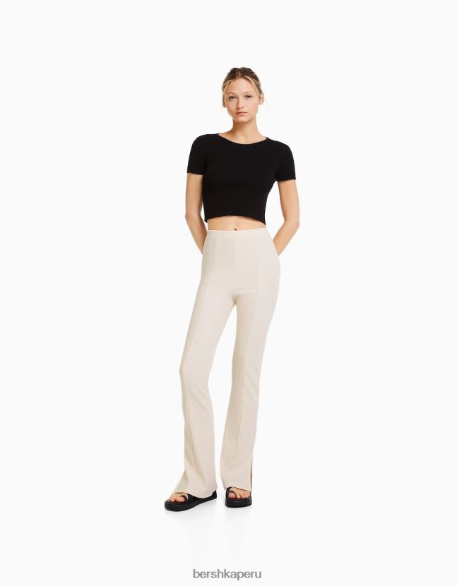 crema Bershka mujer pantalones otomanos acampanados 806J6B1481