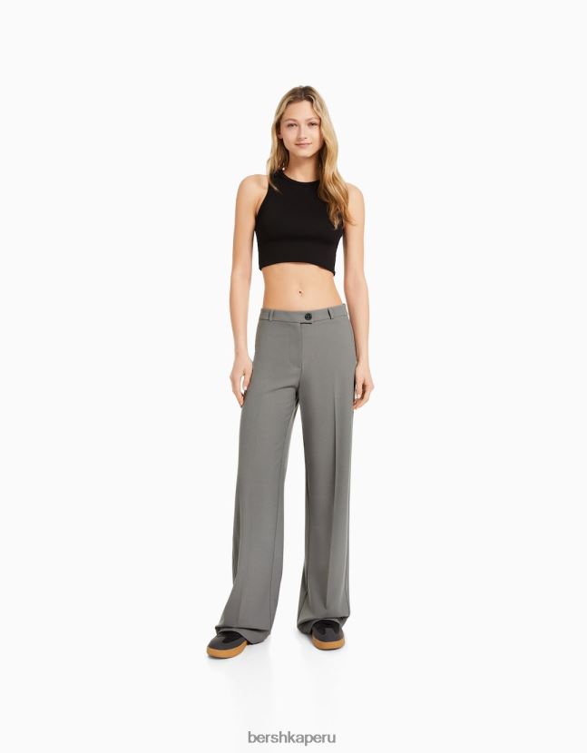 exclusivo Bershka mujer pantalones de sastre anchos con trabillas 806J6B1440