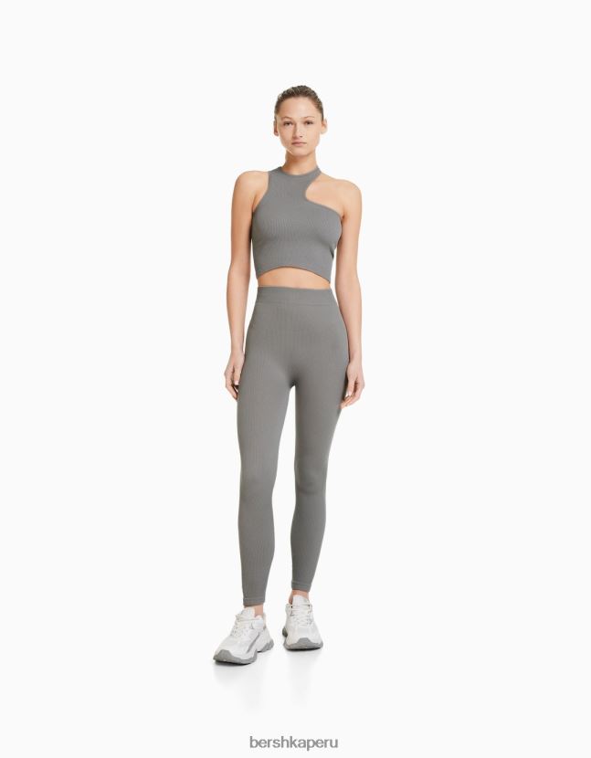 gris Bershka mujer leggins de canalé sin costuras 806J6B1451