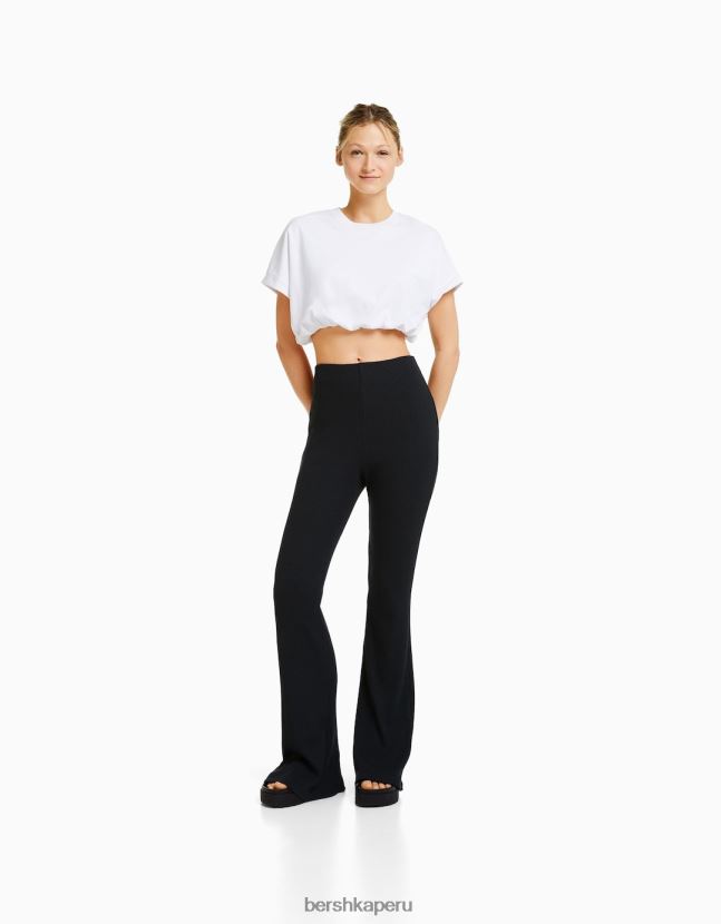 gris oscuro Bershka mujer culottes acampanados de canalé 806J6B1446