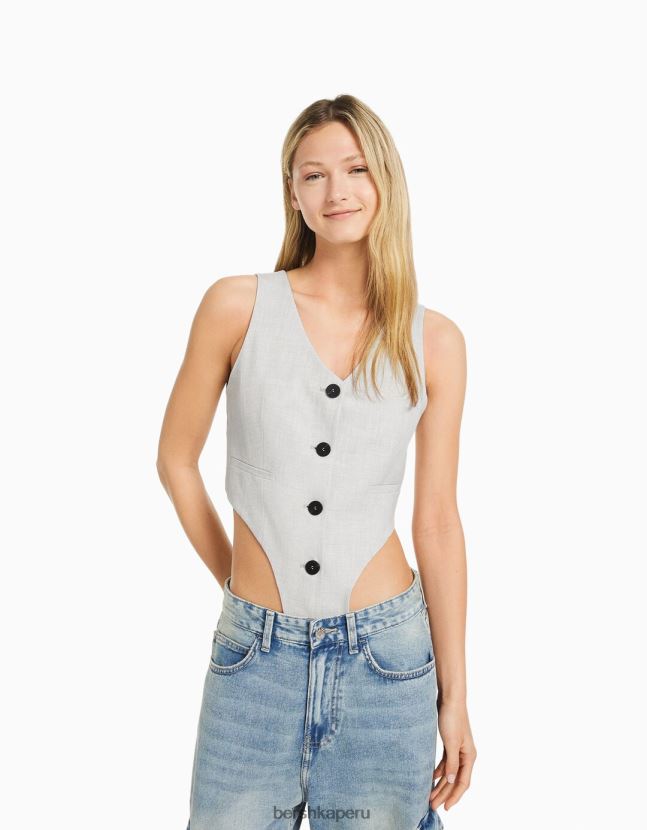 gris Bershka mujer body chaleco a medida 806J6B1182