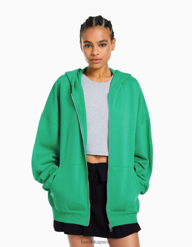 verde Bershka mujer sudadera oversize con cremallera 806J6B1253