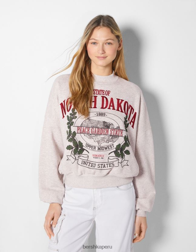 arena Bershka mujer sudadera con estampado bordado 806J6B1233