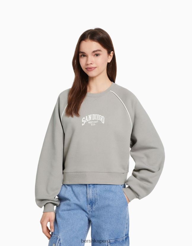 gris Bershka mujer sudadera en contraste 806J6B1260