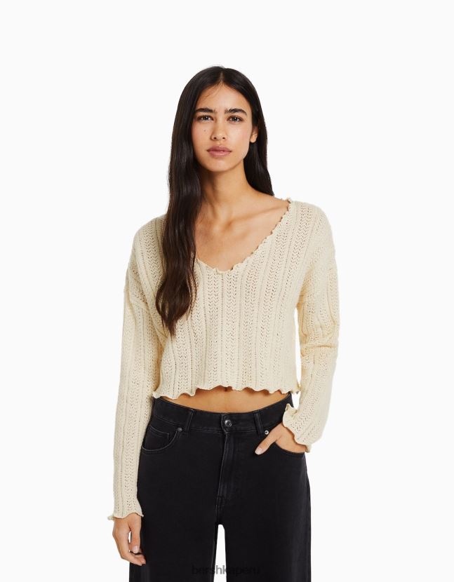 crema Bershka mujer suéter rústico 806J6B1083