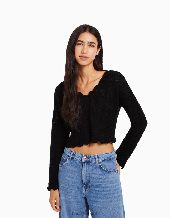 negro Bershka mujer suéter rústico 806J6B1081