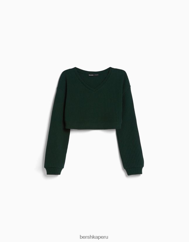 verde Bershka mujer sueter cuello en V 806J6B1064