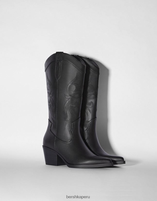 negro Bershka mujer botas vaqueras con tacón 806J6B2328