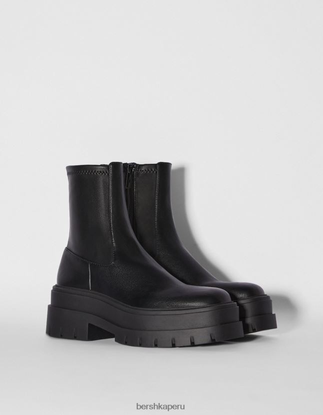 negro Bershka mujer botas ajustadas con plataforma 806J6B2280