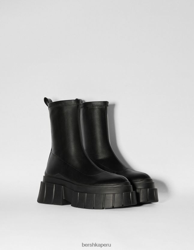 negro Bershka mujer botas ajustadas con plataforma 806J6B2323