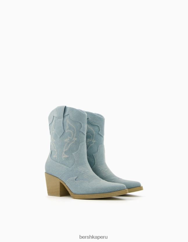 exclusivo Bershka mujer botines vaqueros con tacón cowboy 806J6B1825