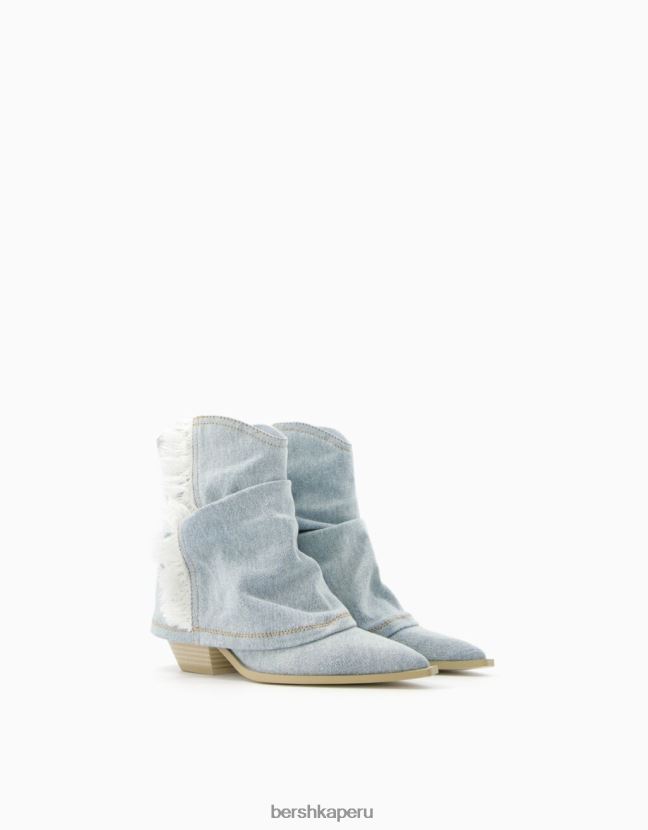 lavado azul Bershka mujer botines vaqueros vaqueros con flecos 806J6B1833