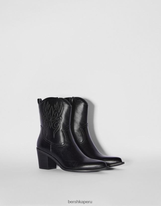 negro Bershka mujer botines cowboy con tacón 806J6B2329