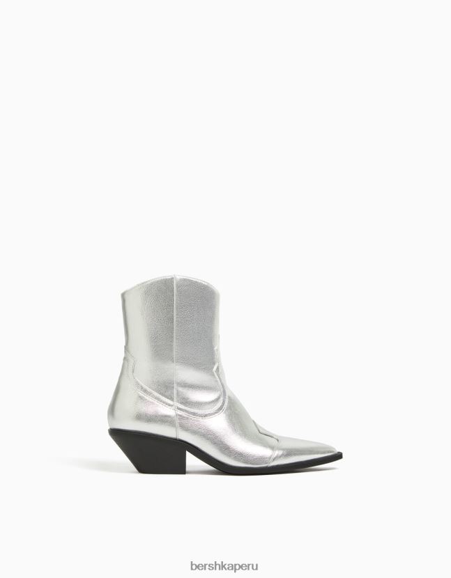 plata Bershka mujer botines cowboy con tacón 806J6B2284