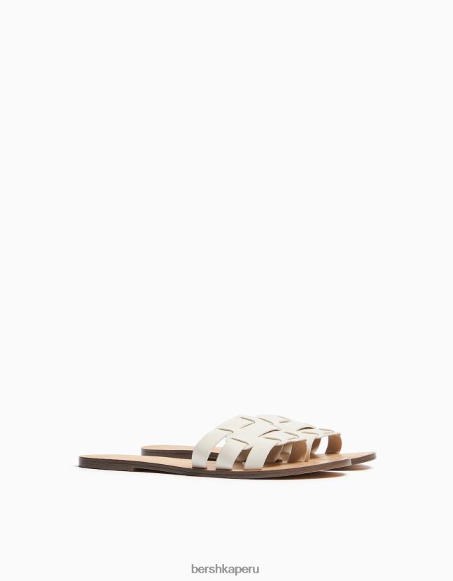 blanco Bershka mujer sandalias planas con tiras 806J6B2231