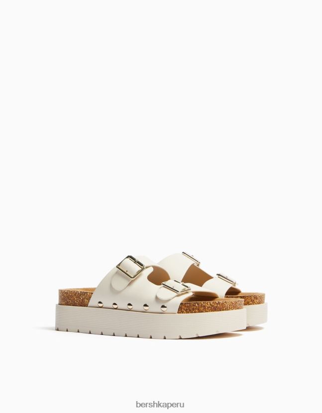 crudo Bershka mujer sandalias planas plataforma hebillas 806J6B2212