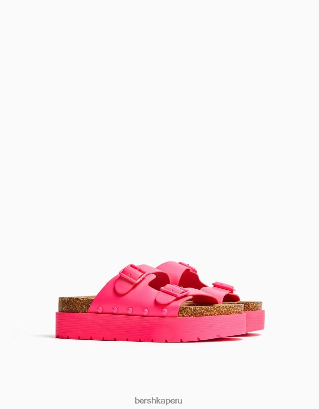 fucsia Bershka mujer sandalias planas plataforma hebillas 806J6B2219