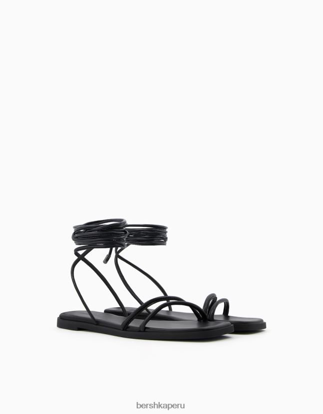 negro Bershka mujer sandalias planas con lazo 806J6B2209