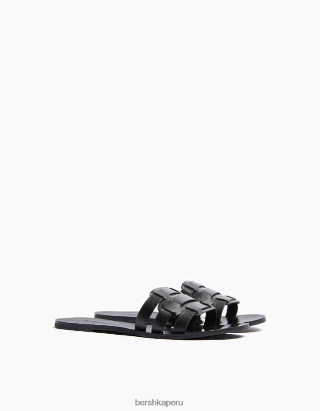 negro Bershka mujer sandalias planas con tiras 806J6B2230