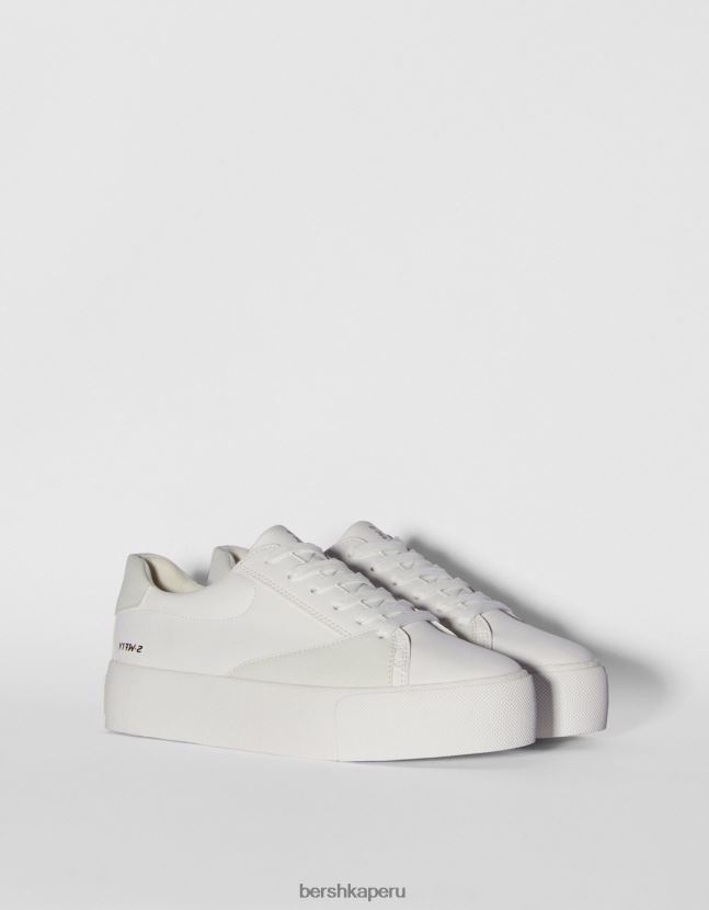 blanco Bershka mujer tenis con detalles acolchados 806J6B2128