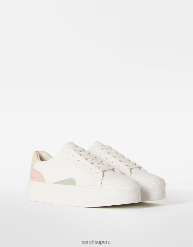 blanco Bershka mujer tenis con plataforma en contraste 806J6B2124