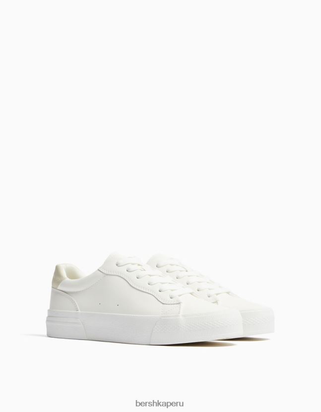 blanco Bershka mujer tenis con plataforma en contraste 806J6B2129