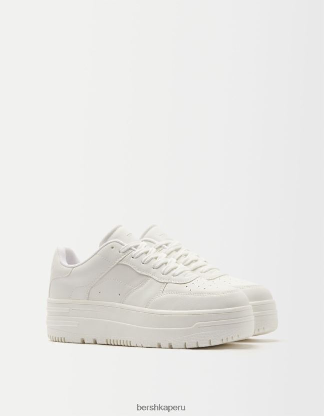 blanco Bershka mujer tenis monocromáticos con plataforma 806J6B2076