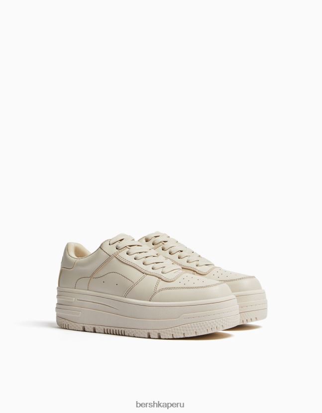 crudo Bershka mujer tenis monocromáticos con plataforma 806J6B2100