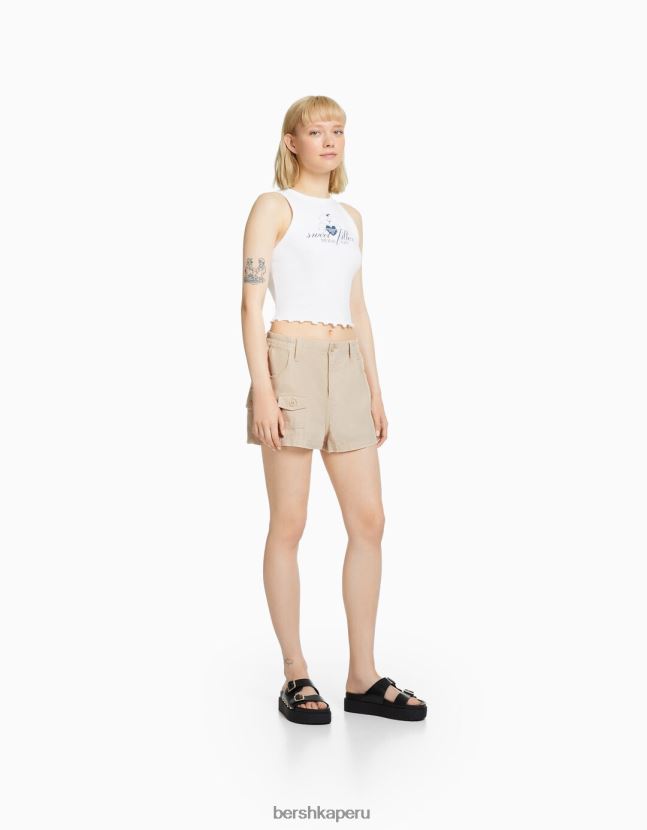 arena Bershka unisexo bermudas multi cargo de algodón 806J6B4039