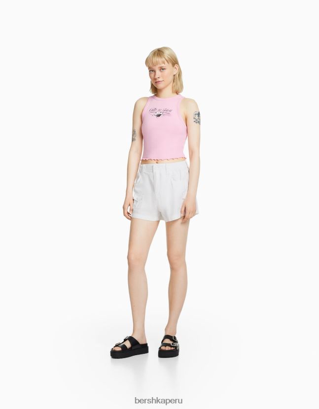 blanco Bershka unisexo bermudas multi cargo de algodón 806J6B4042