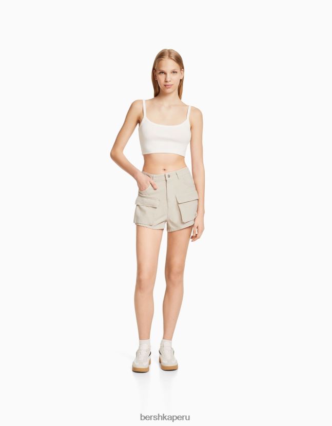 blanquecino Bershka unisexo shorts de mezclilla cargo 806J6B4008