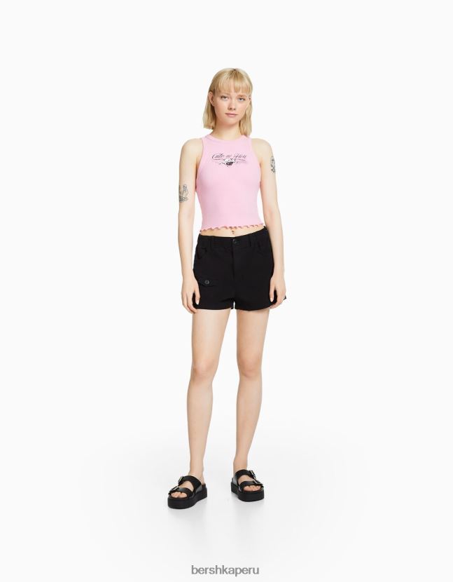 negro Bershka unisexo bermudas multi cargo de algodón 806J6B4041