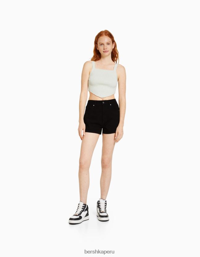 negro Bershka unisexo shorts de mezclilla mom fit 806J6B4020