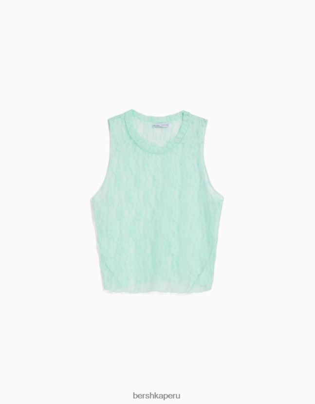 verde Bershka unisexo camisa de encaje sin mangas 806J6B3859