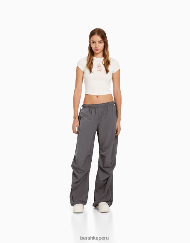 gris Bershka unisexo joggers de paracaídas de nailon 806J6B3895