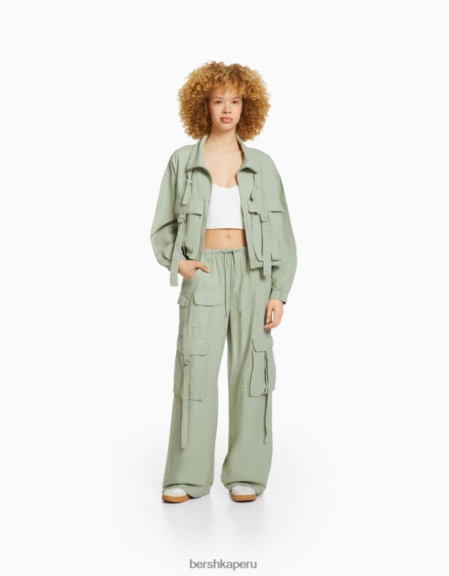 verde Bershka unisexo pantalones cargo de pulpo rústico 806J6B3887