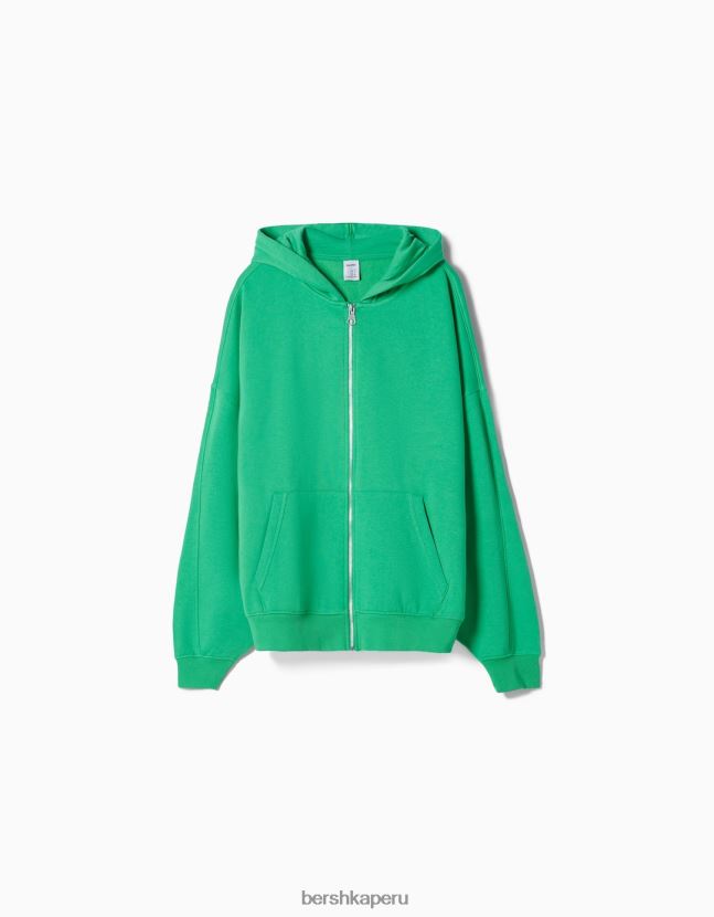 verde Bershka unisexo sudadera oversize con cremallera 806J6B4127