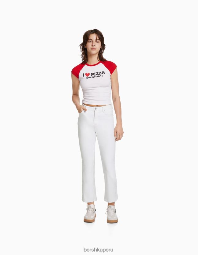 blanco Bershka unisexo vaqueros capri acampanados 806J6B3923